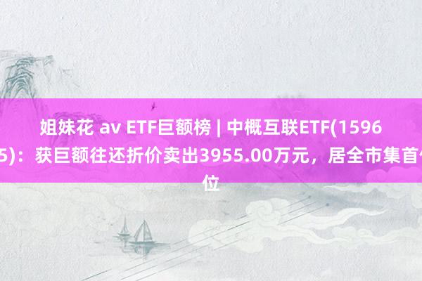 姐妹花 av ETF巨额榜 | 中概互联ETF(159605)：获巨额往还折价卖出3955.00万元，居全市集首位