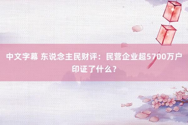 中文字幕 东说念主民财评：民营企业超5700万户印证了什么？