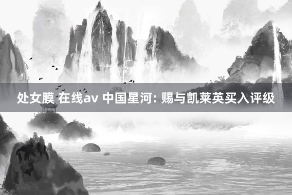 处女膜 在线av 中国星河: 赐与凯莱英买入评级