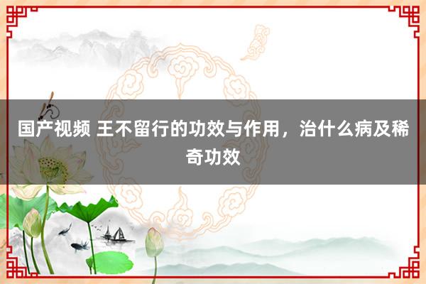 国产视频 王不留行的功效与作用，治什么病及稀奇功效