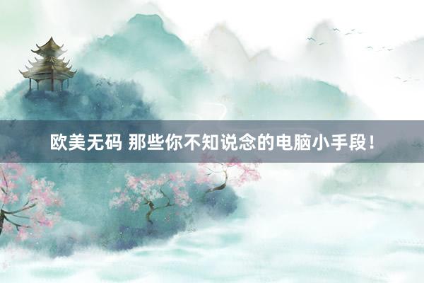 欧美无码 那些你不知说念的电脑小手段！